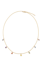 Princess Cut Multi-color Sapphire Drop Necklace
